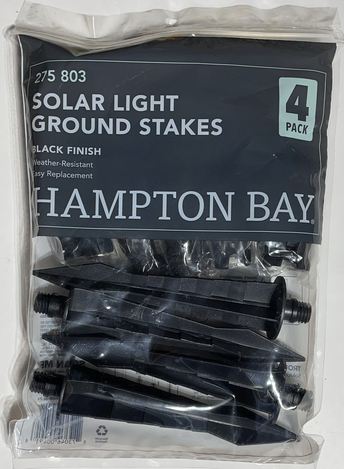 (4 Pack) Hampton Bay Landscape Solar Light Plastic Ground Stake
