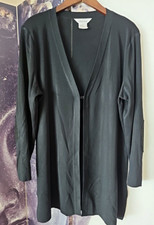 EXCLUSIVELY MISOOK Black Acrylic Hook Front Cardigan Jacket XL Elbow Patch