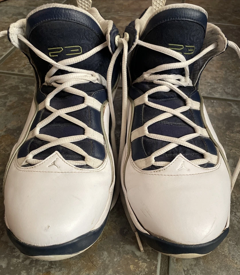 Jordan Olympia Mid Top Blanco Medianoche Azul Marino 323096-102 Para hombres Talla 11.5 Foto 3 de 4