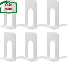 Happyhapi Metal Bookends - 3 Pairs, Heavy Book Supports for Home Office Library,