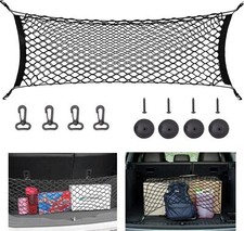 Car Rear Cargo Net 35.4"x15.8" Envelope Style Elastic Trunk Net Organizer Heavy