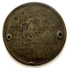 1833 1C Robinson's Jones & Co New York Hard Times Token HT-152: Holed