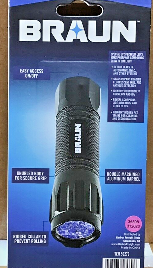 Braun UV Leak Detector Black Light LED Flashlight eBay