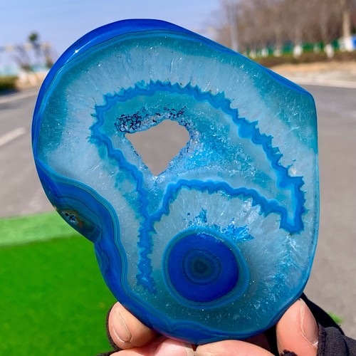 187G Beautiful Blue agate heart-shaped crystal heart-shaped energy healing - Picture 11 of 24