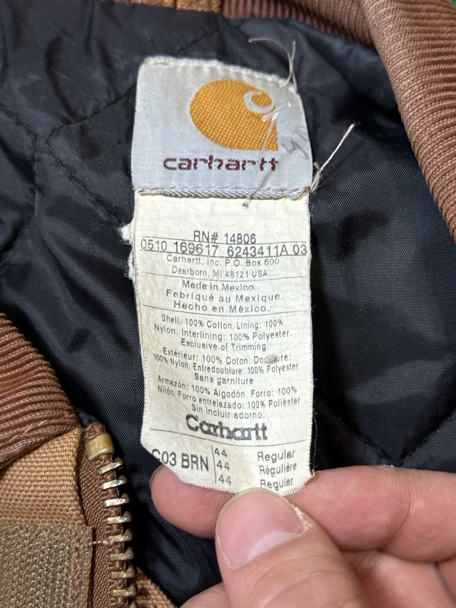 Vintage 90s Carhartt Tan Arctic Detroit J01 J97 Mens 44 XL