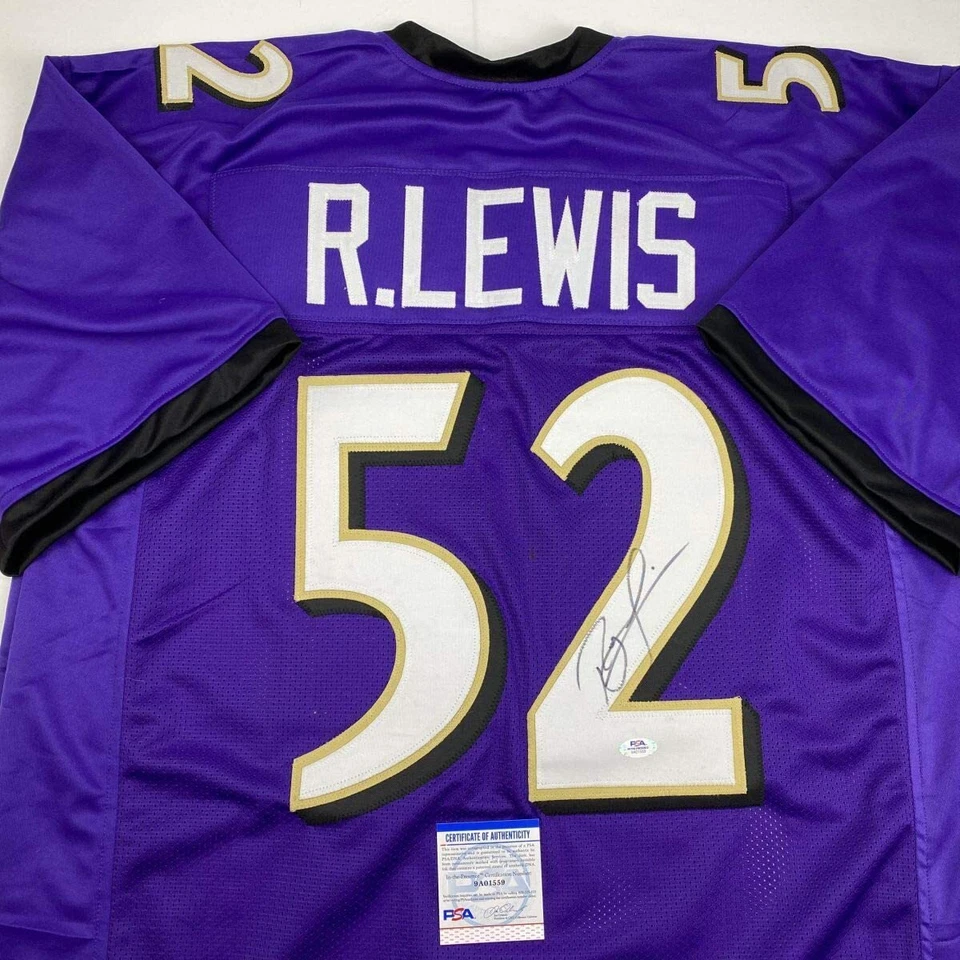 Autographed/Signed Ray Lewis Baltimore Purple Football Jersey PSA/DNA COA - Image 2 of 4