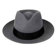 New British 100% Wool Felt Hat Men Fedora Raw Edge Brim Satin Lined Big Size 