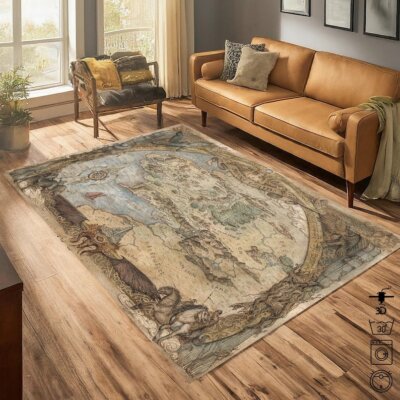Lotr Rug,Middle Earth Rug,Middle Earth Map,Old Map Rug, Fantasy Rugs,Bedroom Rug