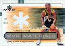 Joseph Forte jersey relic basketball card 2003 Upper Deck MVP Materials #JFWU