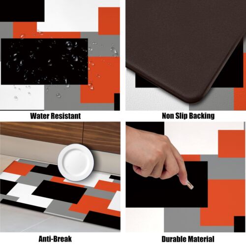 Orange Kitchen Rugs Set of 2 Cushioned Anti Fatigue Kitchen Mats for Floor No... - Picture 6 of 7