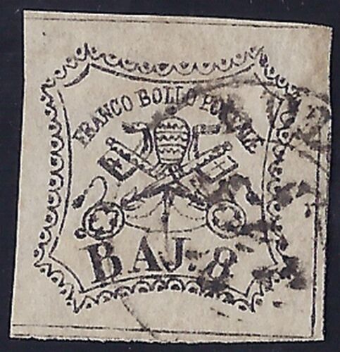 PAPAL STATE 1855 - 8 Baj No. F4 FAKE BY POST Cert. FERRARIO € 1,000 - Picture 1 of 1