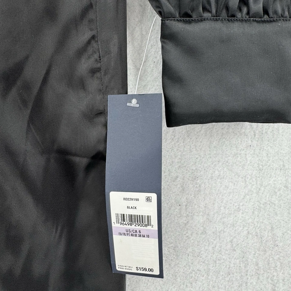 Maxi Vestido Rachel Roy Mujer 6 Manga Larga Satén Torcido Frontal Negro Formal Nuevo con Etiquetas Foto 4 de 4