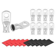 10 Pcs Battery Cable Ends 2 AWG 5/16 Inch Tubular Ring Terminals, Silver