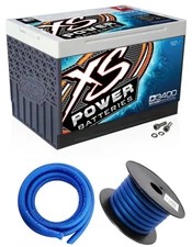 XS Power D3400 3300 Amp Car Audio Battery+Terminal Hardware+Power/Ground Wires