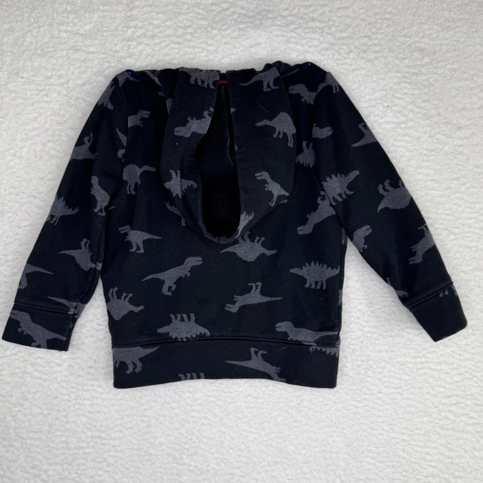 Sudadera con Capucha Old Navy Niños 3T Negra Estampado de Dinosaurio Cremallera Completa Forrada de Vellón Foto 4 de 4