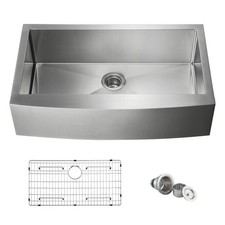 36" Handcrafted Farmhouse Apron Single Bowl Stainless Steel Kitchen Sink
