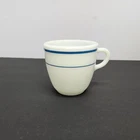 Vintage Pyrex Milk Glass Coffee Mug Teal Blue Stripe Made USA Cup 10oz 723-28