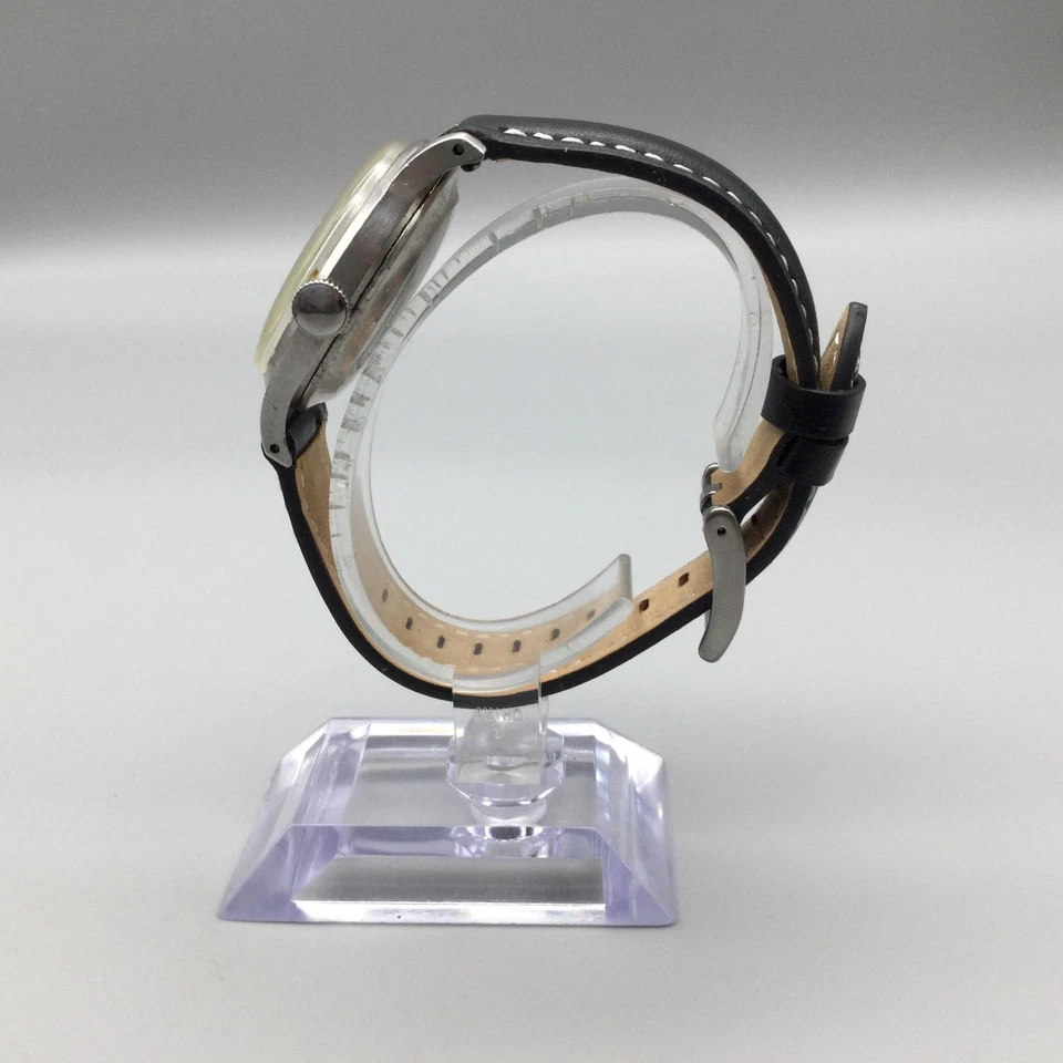 Vintage LeCoultre Automatic 12A Bumper Watch Mens 33mm Silver Case Leather - Image 3 of 4