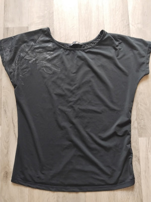 active woman Damen Sport T-Shirt Mesh atmungsaktiv m. Reißverschluss schwarz M