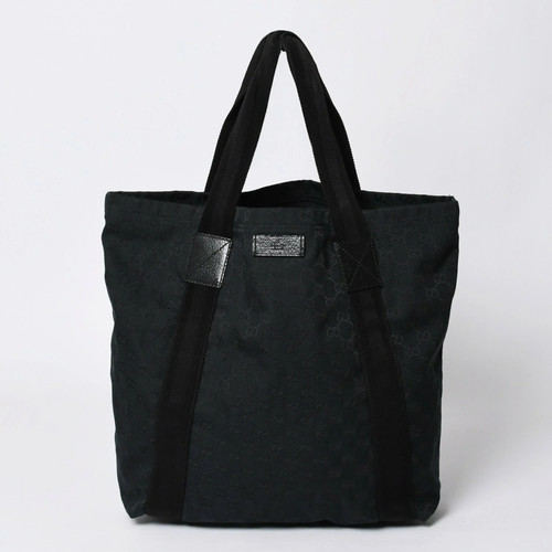 Gucci GG Canvas Black Leather Trim Handbag Used