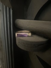 Vintage Purple Cubic Zirconia Sterling Silver Statement Ring,