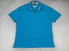 Tommy Hilfiger Polo Shirt Men Extra Large Blue Cotton Custom Fit Short Sleeve
