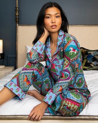 Printfresh Long PJ Set in High Horse Blush Denim 3X NEW