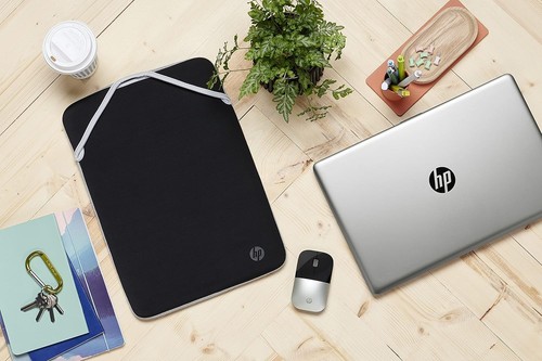 HP 2F2K5AA 15.6 Inch Black & Silver Protective Reversible Laptop Notebook Sleeve - Afbeelding 7 van 7