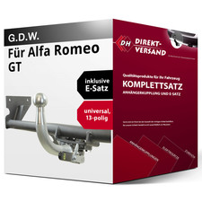 Anhängerkupplung abnehmbar + E-Satz 13pol universell für Alfa Romeo GT 03- neu
