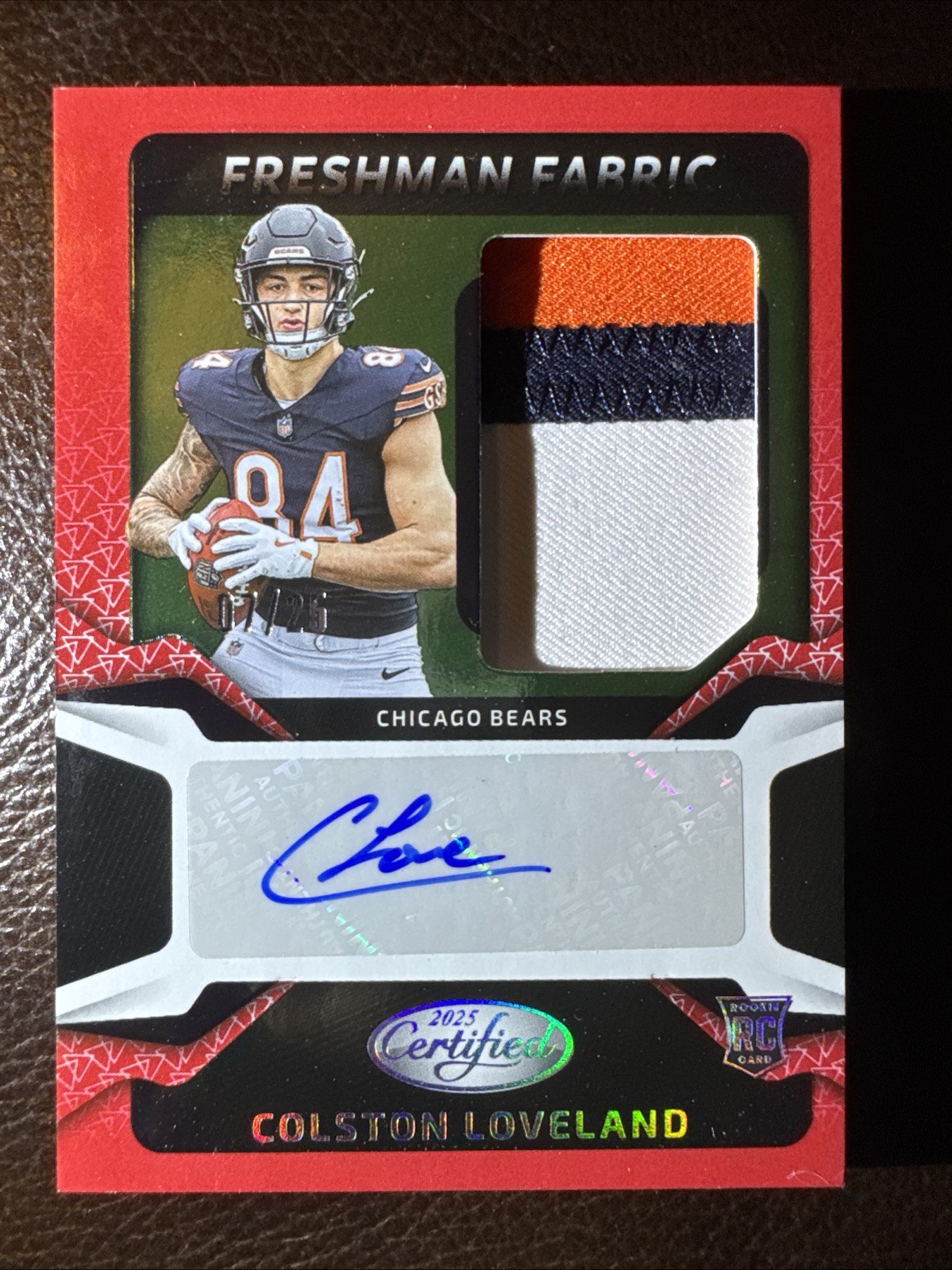 2025 Certified Colston Loveland RC Red 3 Color Patch Auto 07/25 Freshman Fabric