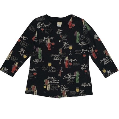 Jess & Jane USA Wine Valley Women M Top 3/4 Sleeve Zinfandel, Pinot Noir, Merlot