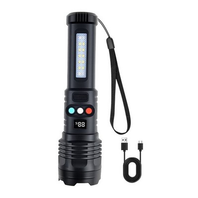 IPX4 Waterproof Rechargeable Flashlight 3 Color LED 1200mAh Type C USB Zoom