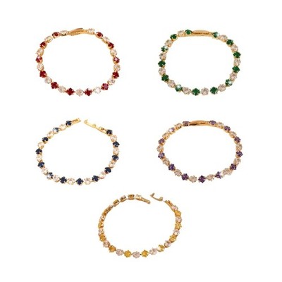 Stylish Geometric Pattern Chain Bracelet Gold Plated Cubic Zirconia Wristchain