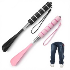 2 PCS Shoe Horn Long Handle for Seniors, Retractable Stainless Steel Foldable...