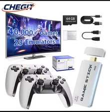 4K Wireless Retro Game Console Stick 40,000+ Classic Games  Dual Controllers 