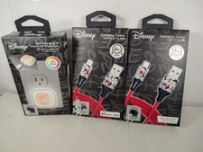 Lot Of 3 Disney Minnie Mouse Night Light And 2 Charging Cables