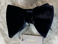 New Tom Ford Large Velvet Blue Bow Tie Solid Pre-tied Oversized