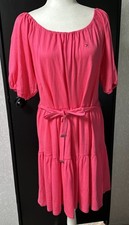 NWT Tommy Hilfiger Dress Cotton Modal Coral Pink Short Sleeve Summer Pullover