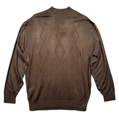 Trust Mock Neck Sweater Mens XL Brown New Diamond Textured Knit BS066
