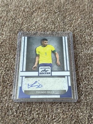 2022 Leaf Ultimate Soccer Thiago Silva BLUE AUTO 2/8 Brazil Chelsea BA-TS2