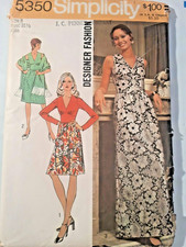 Simplicity 5350 Dress Gown Maxi Shawl Sewing Pattern Ladies 8 VTG Designer UC