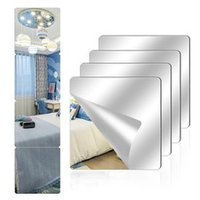 Pack Acrylic Mirrors for Wall,Self Adhesive Frameless Small Mirror 8" x 8" 4