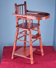 Antiker Kinderhochstuhl wandelbar zum Spieltisch ca. 1900 Handbemalt Rarität