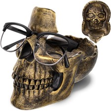 READAEER Skull Glasses Stand Holder, Creative Eyeglasses Bronze