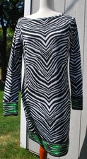 Michael Kors Long Sleeve Zebra Print Midi Shift Dress Lightweight Size M
