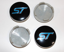 Ford St Black Blue 54mm Center Wheel Hub Caps - Set Of 4
