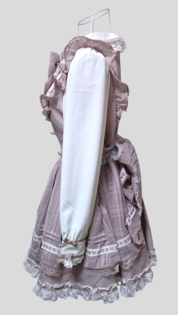 LIZ LISA】 Sheer Check Apron Ruffle Dress OP Jirai Kei Kawaii from