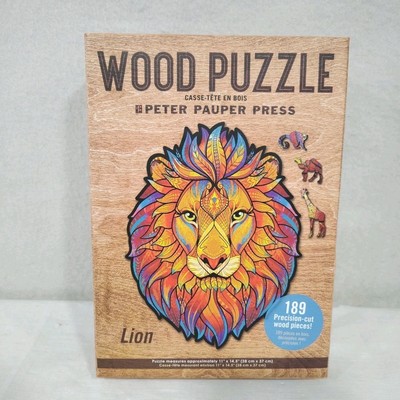 Lion Wood Puzzle Peter Pauper Press 189 Precision Basswood Pcs 2022 NEW Open Box