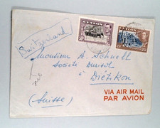 Ceylon 1940s Airmail Cover to Switzerland - KGVI 25c & 50c - MS Champollion