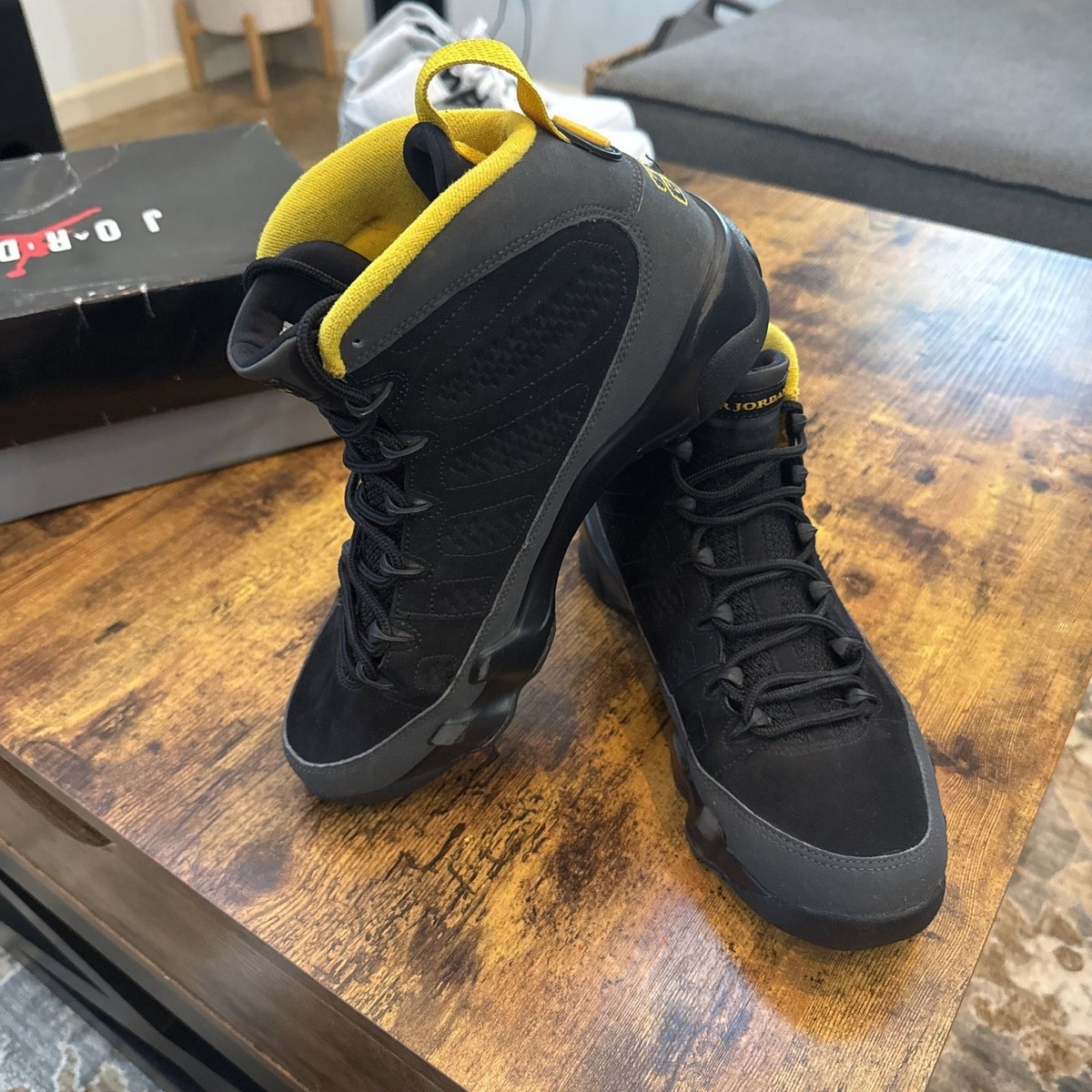 Nike Air Jordan 9 Retro Dark Charcoal University Gold | eBay